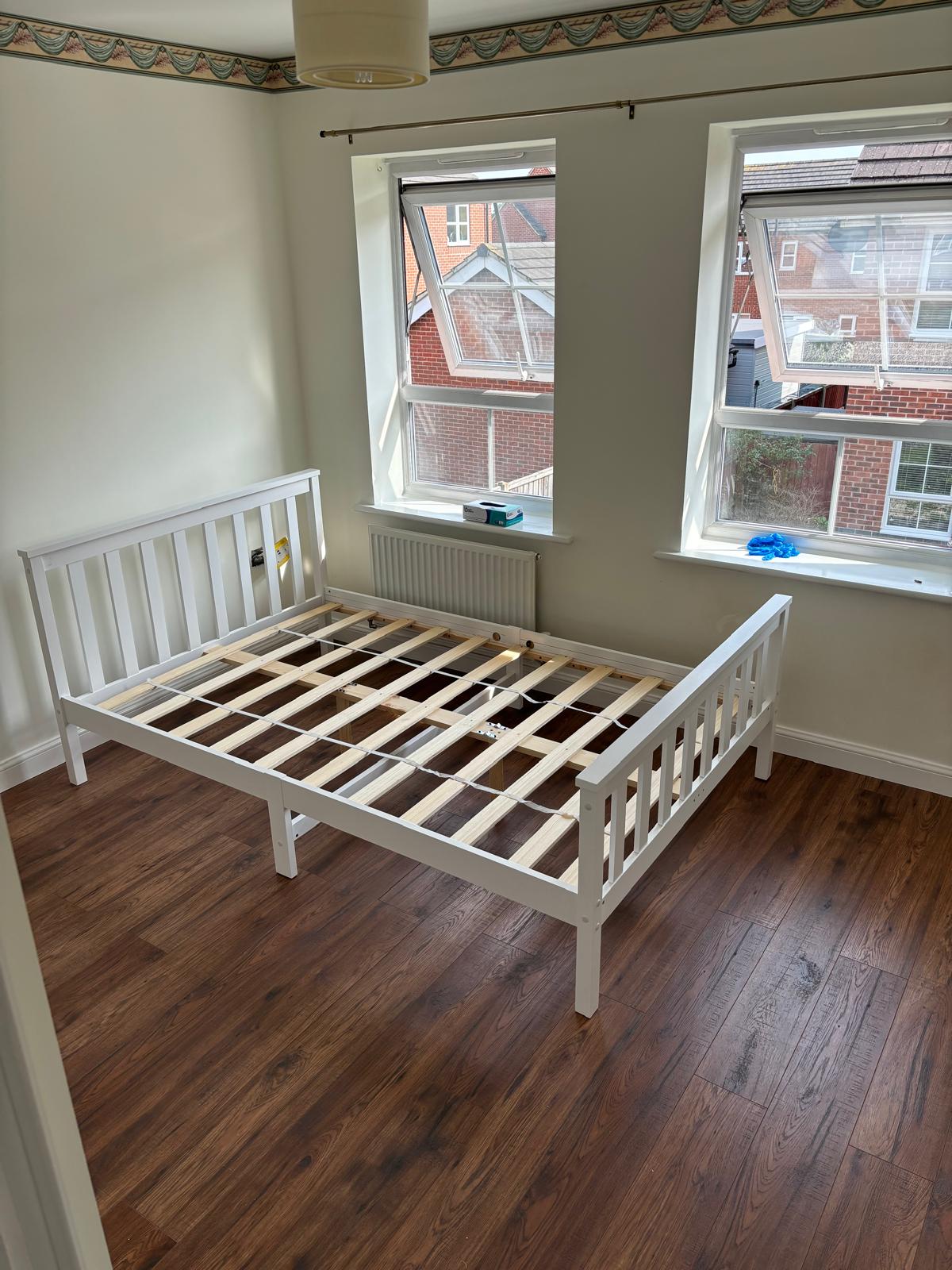 Bedroom with new wood-effect flooring